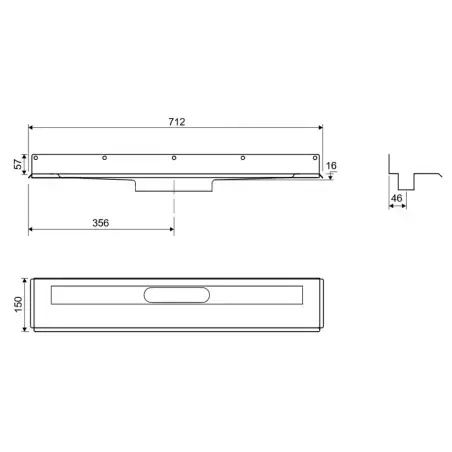 Unidrain Afløbsarmatur 1004, 600 mm, bagflange