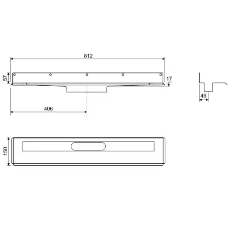 Unidrain Afløbsarmatur 1004, 700 mm, bagflange