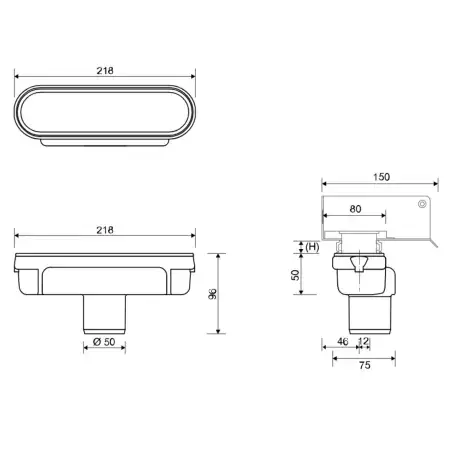 UNIDRAIN UDLØBSHUS 50MM LODR.