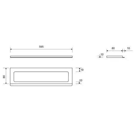 Unidran 1500 Classicline ramme 600 mm H 10 mm. Rustfrit stål/Børstet