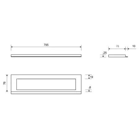 HIGHLINE RAMME 800 MM, H25MM