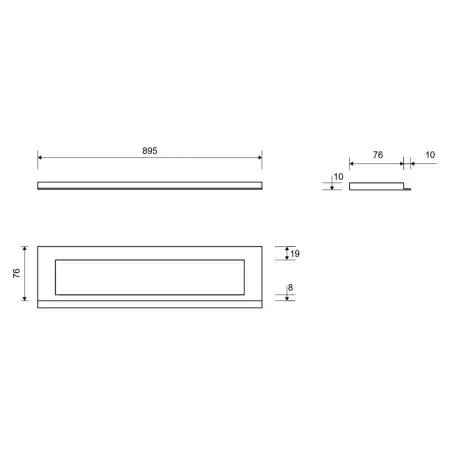 Unidrain 1910 Highline ramme, 900 mm, højde 10 mm, Børstet stål