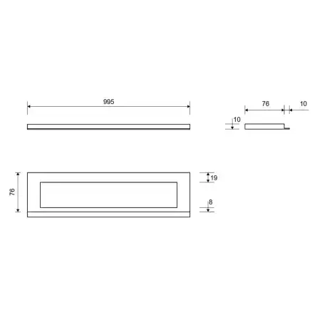 Unidrain 1910 Highline ramme, 1000 mm, højde 10 mm, Børstet stål