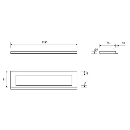 Unidrain 1910 Highline ramme, 1200 mm, højde 25 mm, Børstet stål