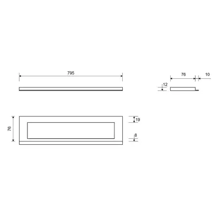 Unidrain 1918 Highline Colour ramme, 800 mm, højde 12 mm, Poleret stål