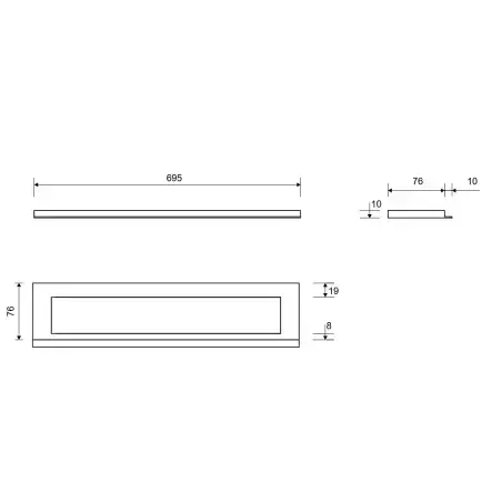 Unidrain 1917 Highline Colour ramme, 700 mm, højde 10 mm, Sort