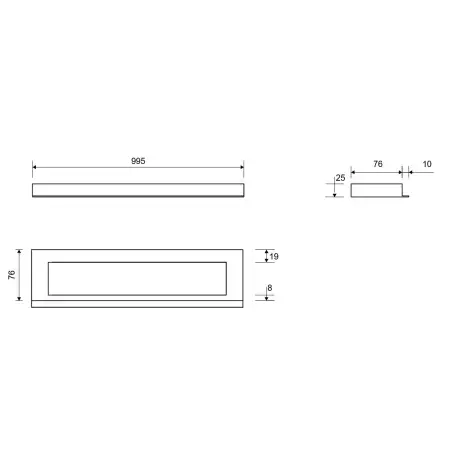 Unidrain 1915 Highline Colour ramme, 1000 mm, højde 25 mm, Messing