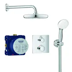 Grohe Grohtherm Tempesta 210 brusesystem, m/termostat, firkantet - krom