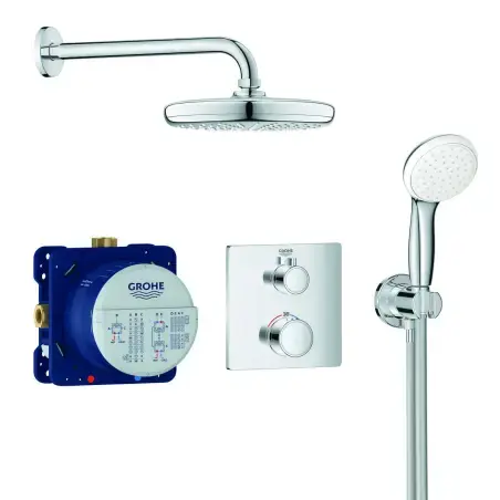 Grohe Grohtherm Tempesta 210 brusesystem, m/termostat, firkantet - krom