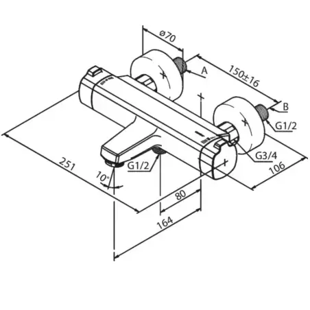 Damixa Pine Thermixa 700 termostatarmatur til kar/brus, rustfrit stål