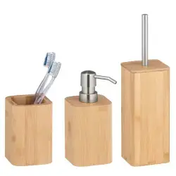 Wenko Bambusa tilbehørspakke i bambus med rustfrit stål