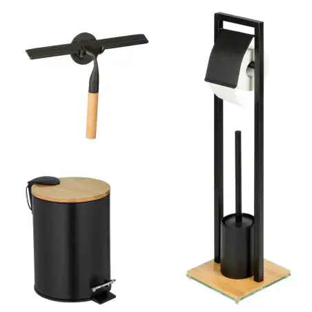 Wenko Bambusa tilbehørspakke i bambus med sort finish