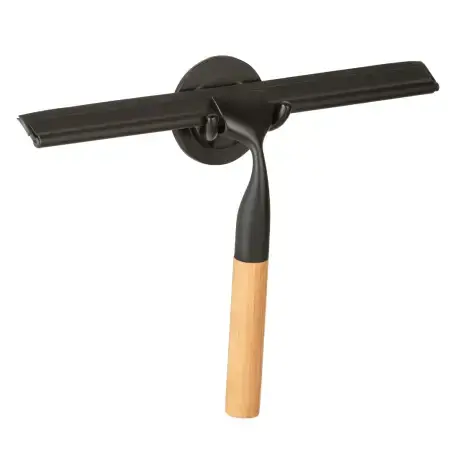 Wenko Bambusa skraber med holder, bambus med sort finish