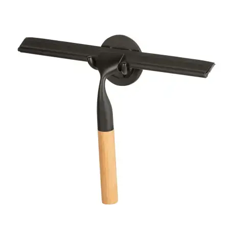 Wenko Bambusa skraber med holder, bambus med sort finish