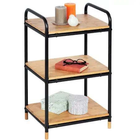 Wenko Loft lille reol, bambus med sort finish