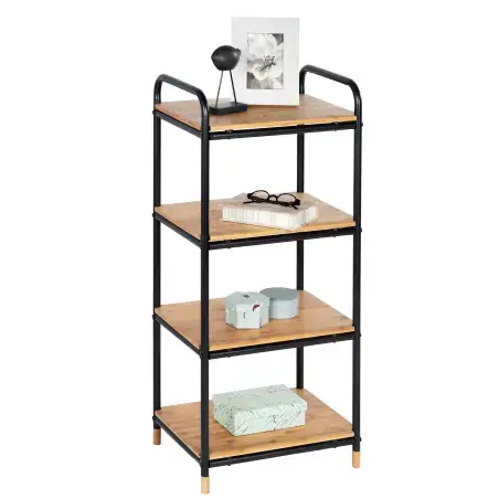 Wenko Loft stor reol, bambus med sort finish