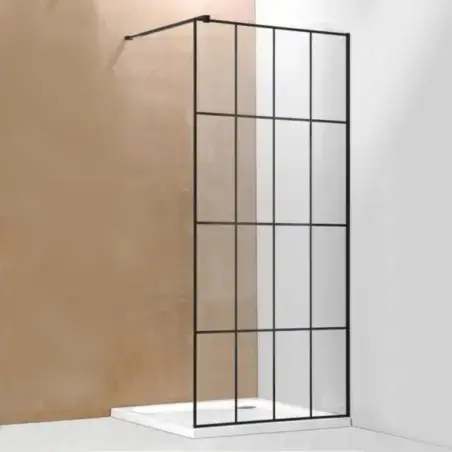 Nortiq New York brusevæg 70 cm i mat sort profil og sprosser