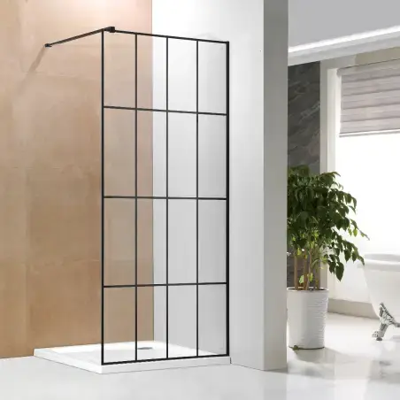 Nortiq New York brusevæg 70 cm i mat sort profil og sprosser