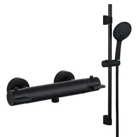 Nortiq Edgewater termostatarmatur inkl. brusesæt - mat sort