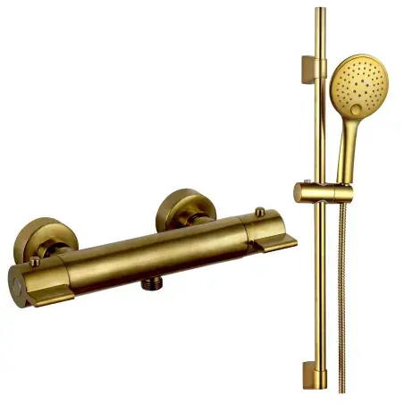 Nortiq Edgewater termostatarmatur inkl. brusesæt - antik messing