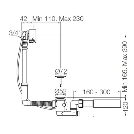 Vola A24-19 bundventil - poleret messing natur