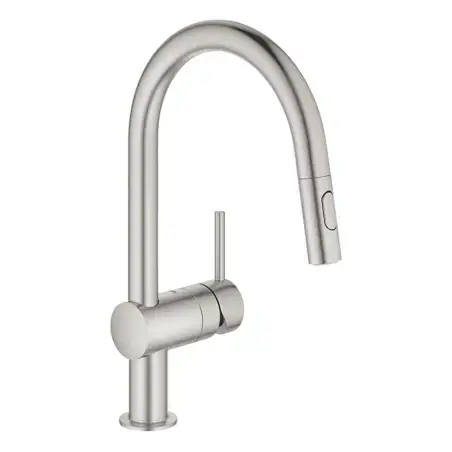 Grohe Minta køkkenarmatur C-tud, m/udtrækstud - Supersteel