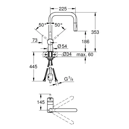 Grohe Minta køkkenarmatur U-tud, m/udtrækstud - Supersteel