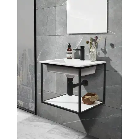 Cassøe Como vask m. stativ, 50x40cm - Mat sort