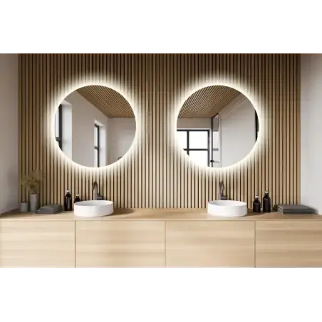 Nordic Bad Puk 1 rundt LED-spejl med varme, Ø110 cm