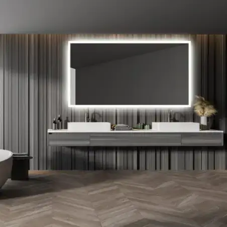 Nordic Bad Mie 1 firkantet LED-spejl med varme, 120 x 80 cm