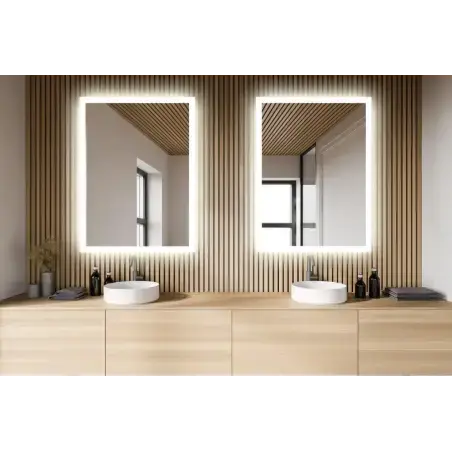 Nordic Bad Mie 1 firkantet LED-spejl med varme, 120 x 80 cm