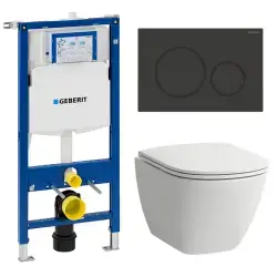 Toiletpakke Laufen Lua m/softclose sæde, Geberit Sigma cisterne, matsort trykplade