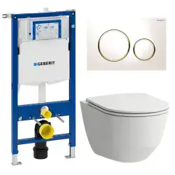 Toiletpakke Laufen Pro m/softclose sæde, Geberit Sigma cisterne, hvid/guld trykplade