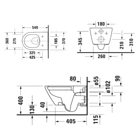 Duravit D-NEO rimless væghængt toilet, inkl. sæde, hvid