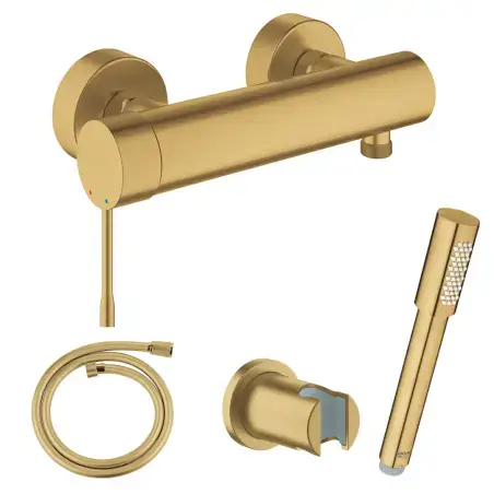 Grohe termostatarmatur med Sena håndbruser i børstet cool sunrise (messing)