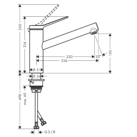 Hansgrohe Zesis M33 køkkenarmatur 220mm tud, mat sort