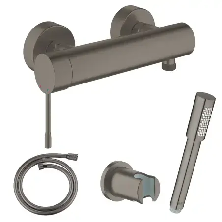 Grohe termostatarmatur med Sena håndbruser i børstet hard graphite (gunmetal)