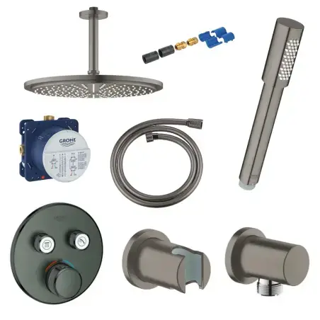 Grohe smartcontrols indbygningspakke med loft hovedbruser - børstet hard graphite.