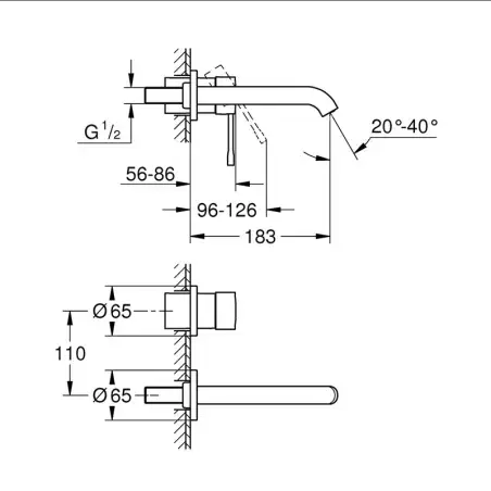 GROHE Essence new håndvaskarmatur m-size, indbygning, komplet- børstet hard graphite