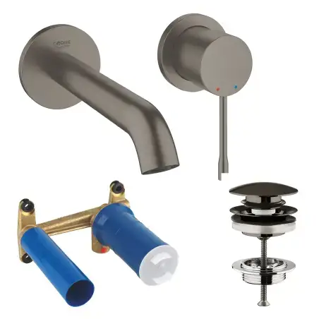GROHE Essence new håndvaskarmatur m-size, indbygning, komplet- børstet hard graphite
