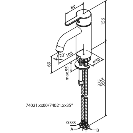 Damixa Silhouet håndvaskarmatur, small, u/bundventil - mat hvid