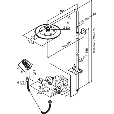 Damixa Silhouet brusesystem - mat hvid