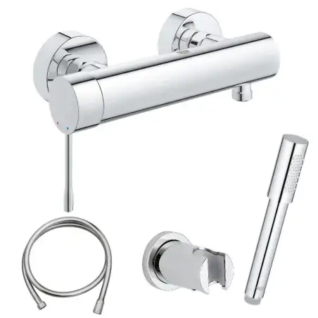 Grohe Essence New brusearmatur, m/vægholder, krom