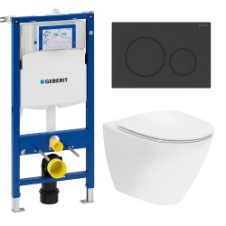 Toiletpakke m/Geberit cisterne, Ifø Spira toilet m/sæde, og matsort trykplade