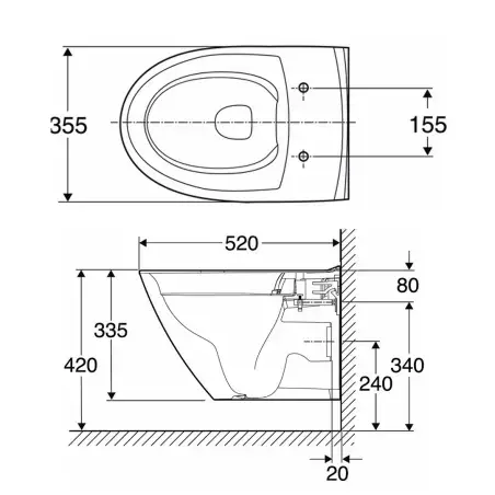 Toiletpakke m/Geberit cisterne, Ifø Spira toilet m/sæde, og hvid/guld trykplade