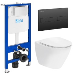 Toiletpakke /Ifø Spira toilet, sæde, Laufen cisterne og matsort trykplade