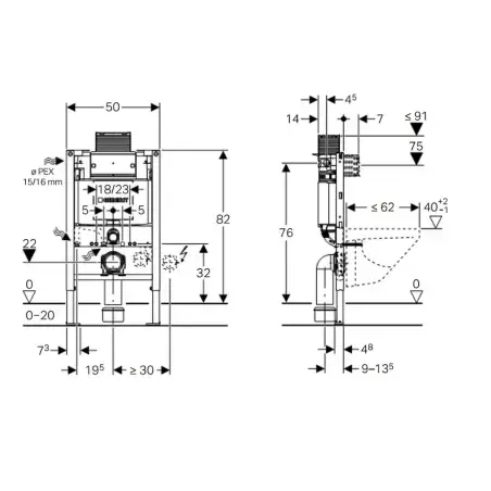 Toiletpakke m/Geberit cisterne, Ifø Sign toilet m/sæde, og blankkrom/matkrom trykplade