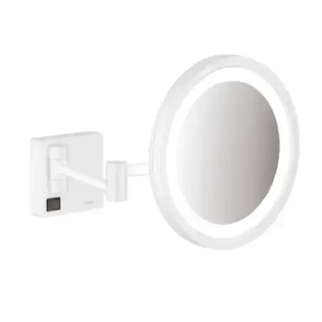 Hansgrohe AddStoris barber-/kosmetikspejl med LED-lys - mat hvid