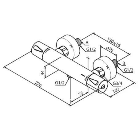 Damixa Silhouet termostatarmatur - Børstet kobber