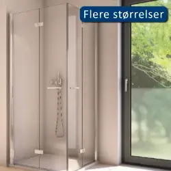 TopDesign Brusehjørne med foldedøre i klar nano glas og krom profil - 70 x 70 cm